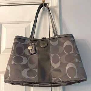 Coach Signature Gray metallic handbag